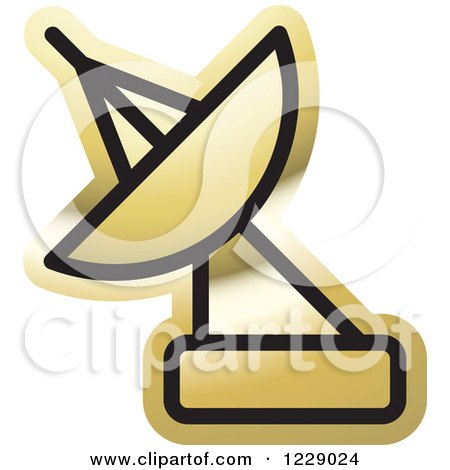 Clipart of a Gold Satellite Dish Icon - Royalty Free Vector Illustration by Lal Perera