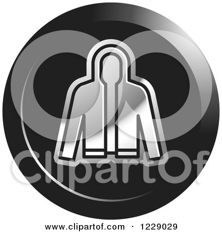 Clipart of a Round Black and Silver Jacket Icon - Royalty Free Vector Illustration by Lal Perera