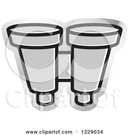 Clipart of a Silver Binoculars Icon - Royalty Free Vector Illustration by Lal Perera