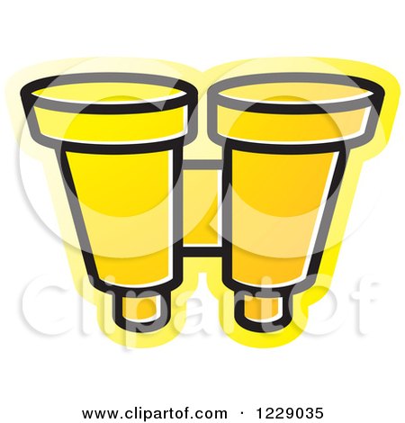 Clipart of a Yellow Binoculars Icon - Royalty Free Vector Illustration by Lal Perera