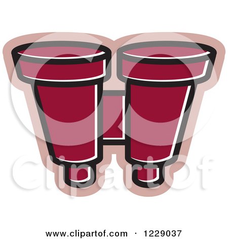 Clipart of a Maroon Binoculars Icon - Royalty Free Vector Illustration by Lal Perera