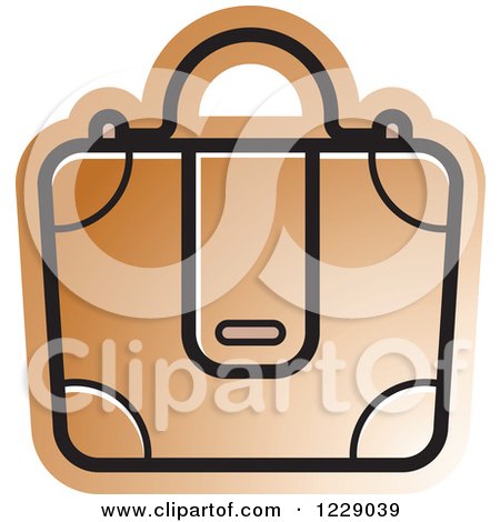 Clipart of a Brown Briefcase Bag Icon - Royalty Free Vector Illustration by Lal Perera