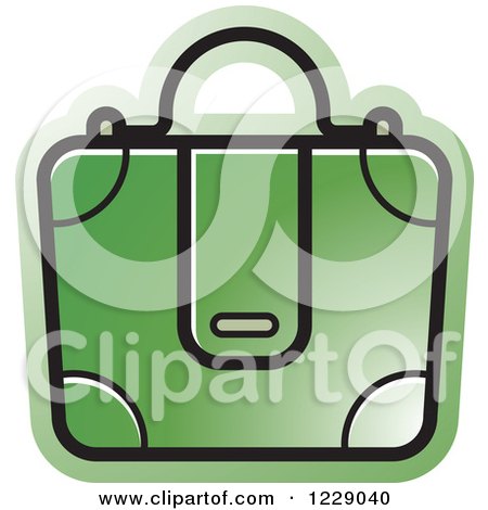 Clipart of a Green Briefcase Bag Icon - Royalty Free Vector Illustration by Lal Perera