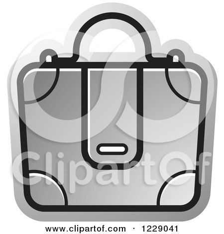 Clipart of a Silver Briefcase Bag Icon - Royalty Free Vector Illustration by Lal Perera