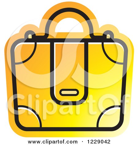 Clipart of a Yellow and Orange Briefcase Bag Icon - Royalty Free Vector Illustration by Lal Perera