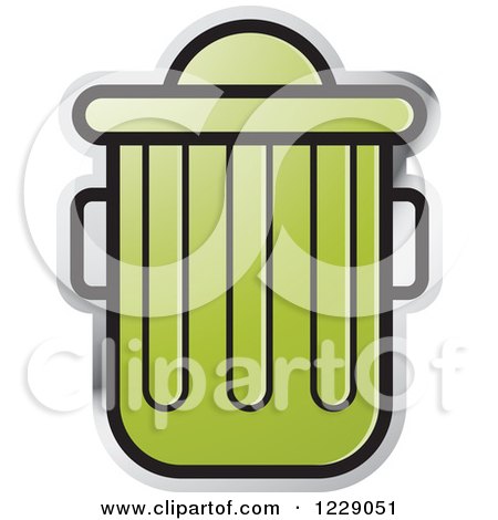 Clipart of a Green Trash Can Icon - Royalty Free Vector Illustration by Lal Perera