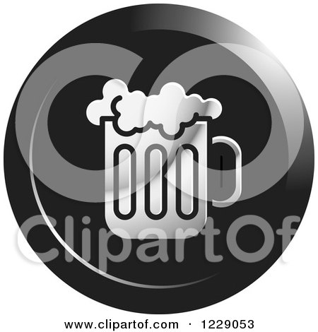 Clipart of a Round Black and Silver Beer Icon - Royalty Free Vector Illustration by Lal Perera