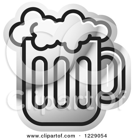 Clipart of a Silver Beer Icon - Royalty Free Vector Illustration by Lal Perera