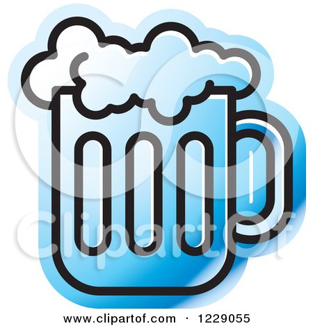 Clipart of a Blue Beer Icon - Royalty Free Vector Illustration by Lal Perera