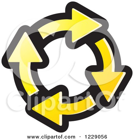 Clipart of a Circle of Yellow Recycle Arrows Icon - Royalty Free Vector Illustration by Lal Perera