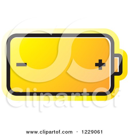 Clipart of a Yellow Battery Icon - Royalty Free Vector Illustration by Lal Perera