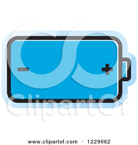 Clipart of a Blue Battery Icon - Royalty Free Vector Illustration by Lal Perera