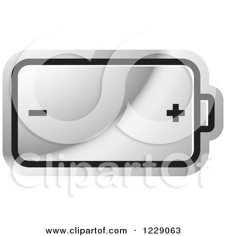 Clipart of a Silver Battery Icon - Royalty Free Vector Illustration by Lal Perera