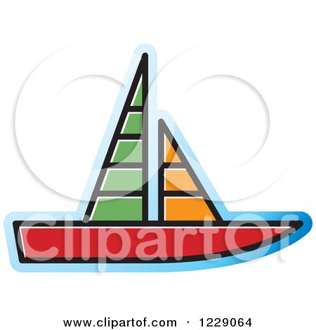 Clipart of a Sailboat Icon - Royalty Free Vector Illustration by Lal Perera