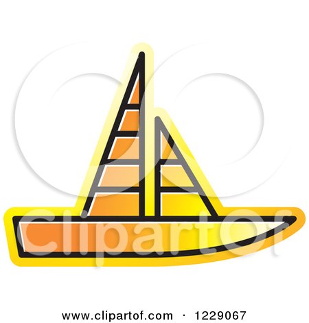 Clipart of a Yellow and Orange Sailboat Icon - Royalty Free Vector Illustration by Lal Perera