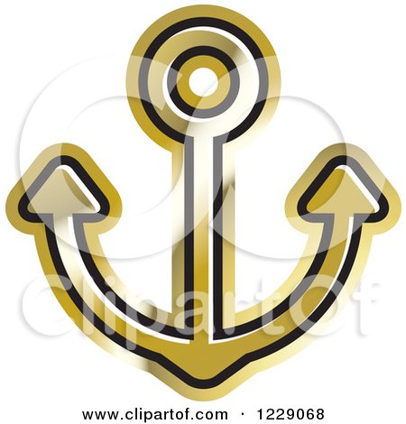 Clipart of a Golden Nautical Anchor Icon - Royalty Free Vector Illustration by Lal Perera