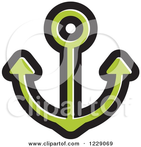 Clipart of a Green Nautical Anchor Icon - Royalty Free Vector Illustration by Lal Perera