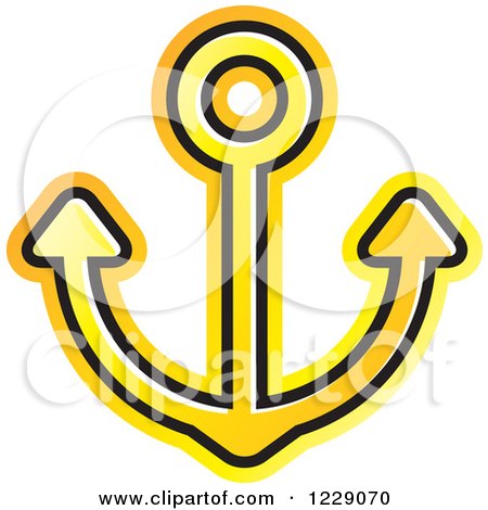 Clipart of a Yellow Nautical Anchor Icon - Royalty Free Vector Illustration by Lal Perera