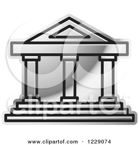 Clipart of a Silver Court House Building Icon - Royalty Free Vector Illustration by Lal Perera