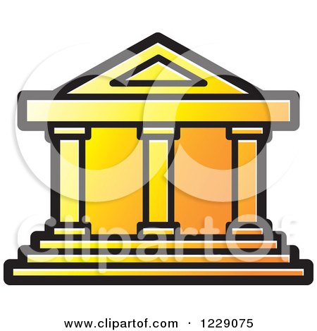 Clipart of a Yellow and Orange House Building Icon - Royalty Free Vector Illustration by Lal Perera