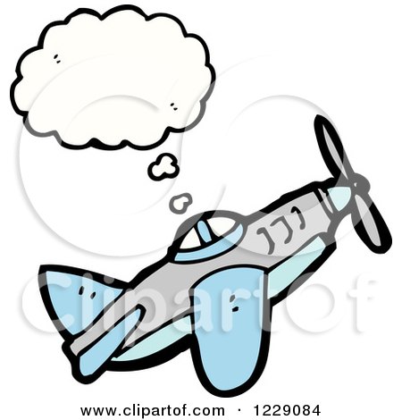 Clipart of a Thinking Plane - Royalty Free Vector Illustration by lineartestpilot