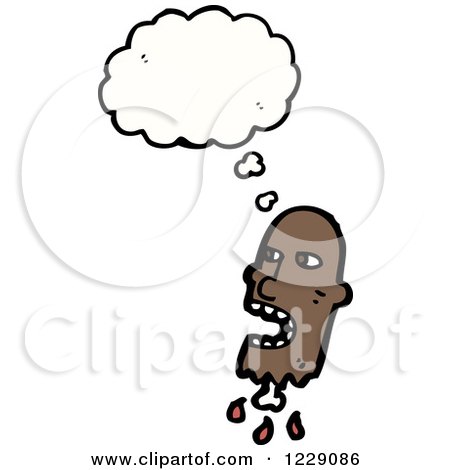 Clipart of a Thinking Decapitated Black Man's Head - Royalty Free Vector Illustration by lineartestpilot