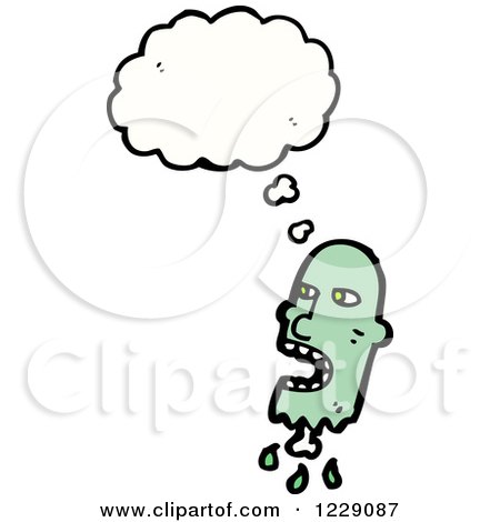 Clipart of a Thinking Decapitated Zombie Head - Royalty Free Vector Illustration by lineartestpilot