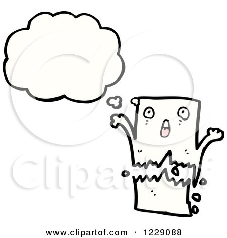 Clipart of a Thinking Torn Piece of Paper - Royalty Free Vector Illustration by lineartestpilot