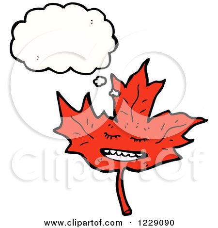 Clipart of a Thinking Red Leaf - Royalty Free Vector Illustration by lineartestpilot
