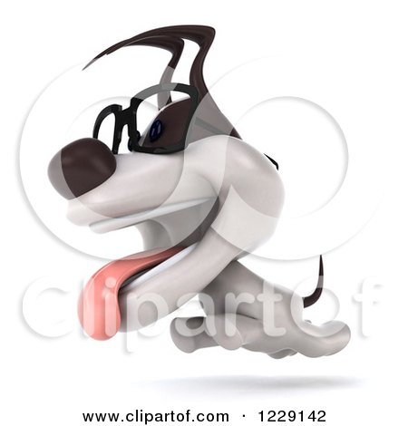 Clipart of a 3d Bespectacled Jack Russell Terrier Dog Running - Royalty Free Illustration by Julos