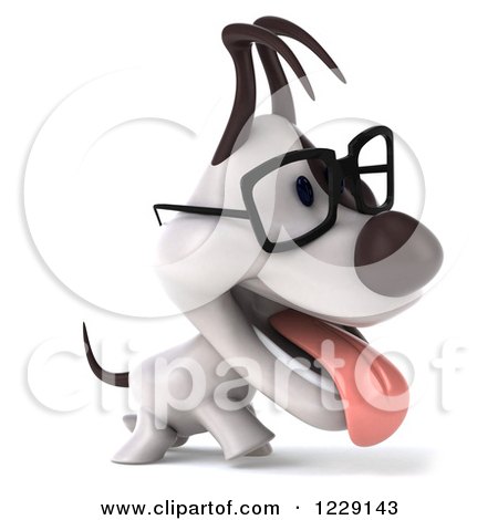 Clipart of a 3d Bespectacled Jack Russell Terrier Dog Walking - Royalty Free Illustration by Julos