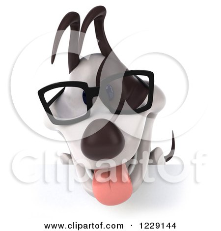 Clipart of a 3d Bespectacled Jack Russell Terrier Dog over a Sign - Royalty Free Illustration by Julos
