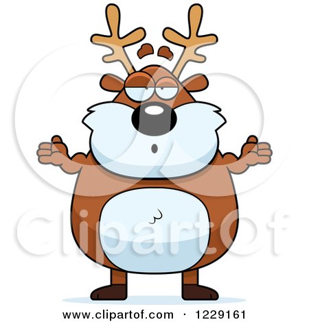Clipart of a Careless Chubby Caribou Reindeer Shrugging - Royalty Free Vector Illustration by Cory Thoman