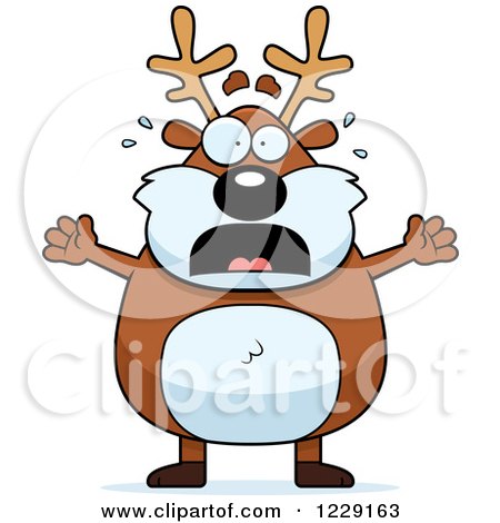 Clipart of a Scared Chubby Caribou Reindeer - Royalty Free Vector Illustration by Cory Thoman