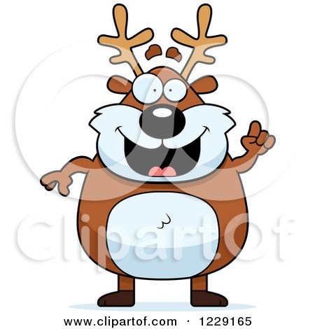 Clipart of a Smart Chubby Caribou Reindeer with an Idea - Royalty Free Vector Illustration by Cory Thoman