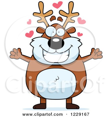 Clipart of a Loving Chubby Caribou Reindeer Wanting a Hug - Royalty Free Vector Illustration by Cory Thoman
