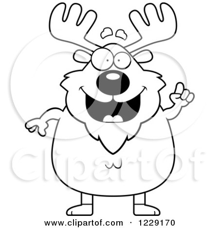 Clipart of a Black and White Chubby Moose with an Idea - Royalty Free Vector Illustration by Cory Thoman