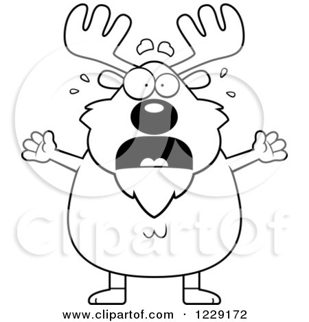 Clipart of a Black and White Scared Chubby Moose - Royalty Free Vector Illustration by Cory Thoman