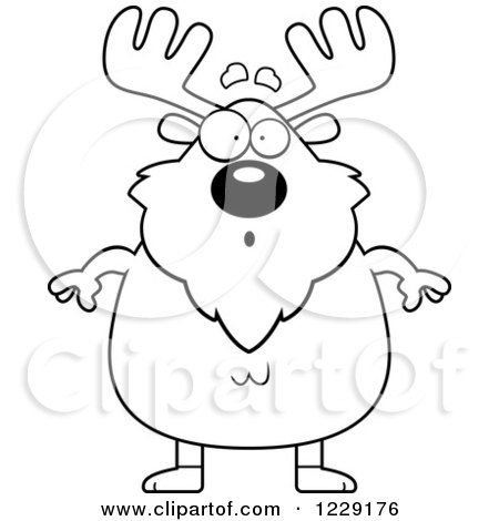 Clipart of a Black and White Surprised Chubby Moose - Royalty Free Vector Illustration by Cory Thoman