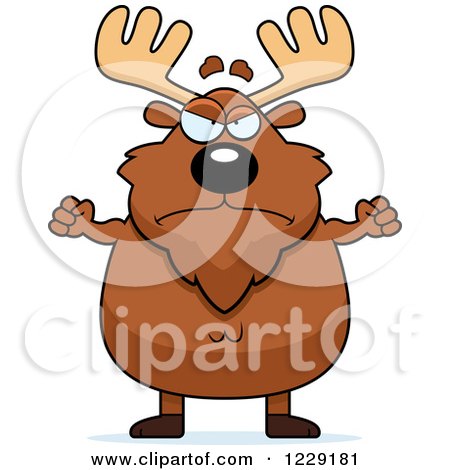 Clipart of a Mad Chubby Moose with Fisted Hands - Royalty Free Vector Illustration by Cory Thoman
