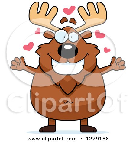 Clipart of a Loving Chubby Moose Wanting a Hug - Royalty Free Vector Illustration by Cory Thoman