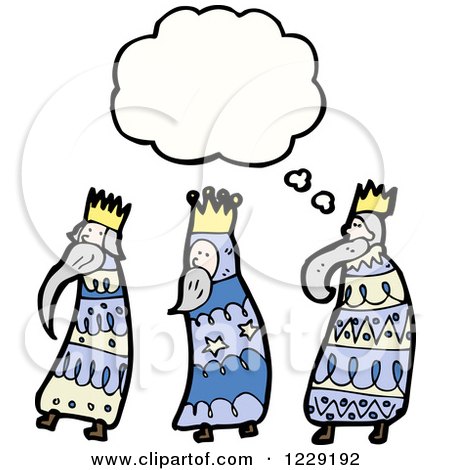 Clipart of Thinking Three Kings - Royalty Free Vector Illustration by lineartestpilot