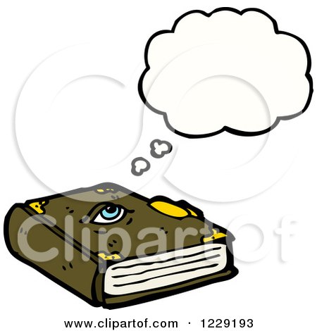 Clipart of a Thinking Magic Book - Royalty Free Vector Illustration by lineartestpilot
