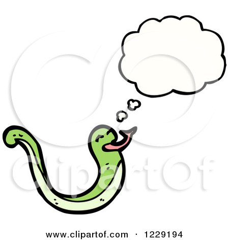 Clipart of a Thinking Snake - Royalty Free Vector Illustration by lineartestpilot