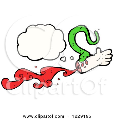 Clipart of a Thinking Snake Biting an Arm - Royalty Free Vector Illustration by lineartestpilot