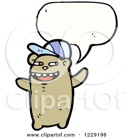 Clipart of a Talking Bear Wearing a Hat - Royalty Free Vector Illustration by lineartestpilot