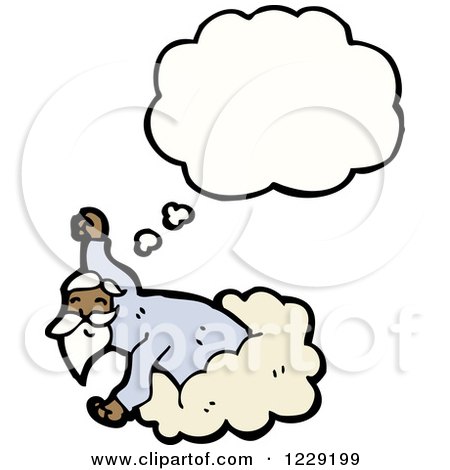 Clipart of a Thinking Man in a Cloud - Royalty Free Vector Illustration by lineartestpilot