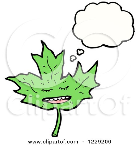 Clipart of a Thinking Green Leaf - Royalty Free Vector Illustration by lineartestpilot