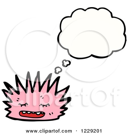 Clipart of a Thinking Pink Monster - Royalty Free Vector Illustration by lineartestpilot