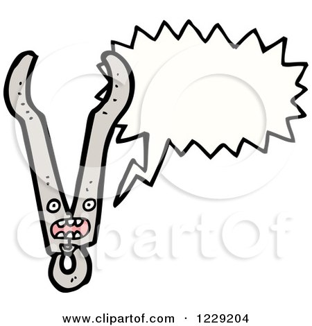 Clipart of a Talking Tongs - Royalty Free Vector Illustration by lineartestpilot